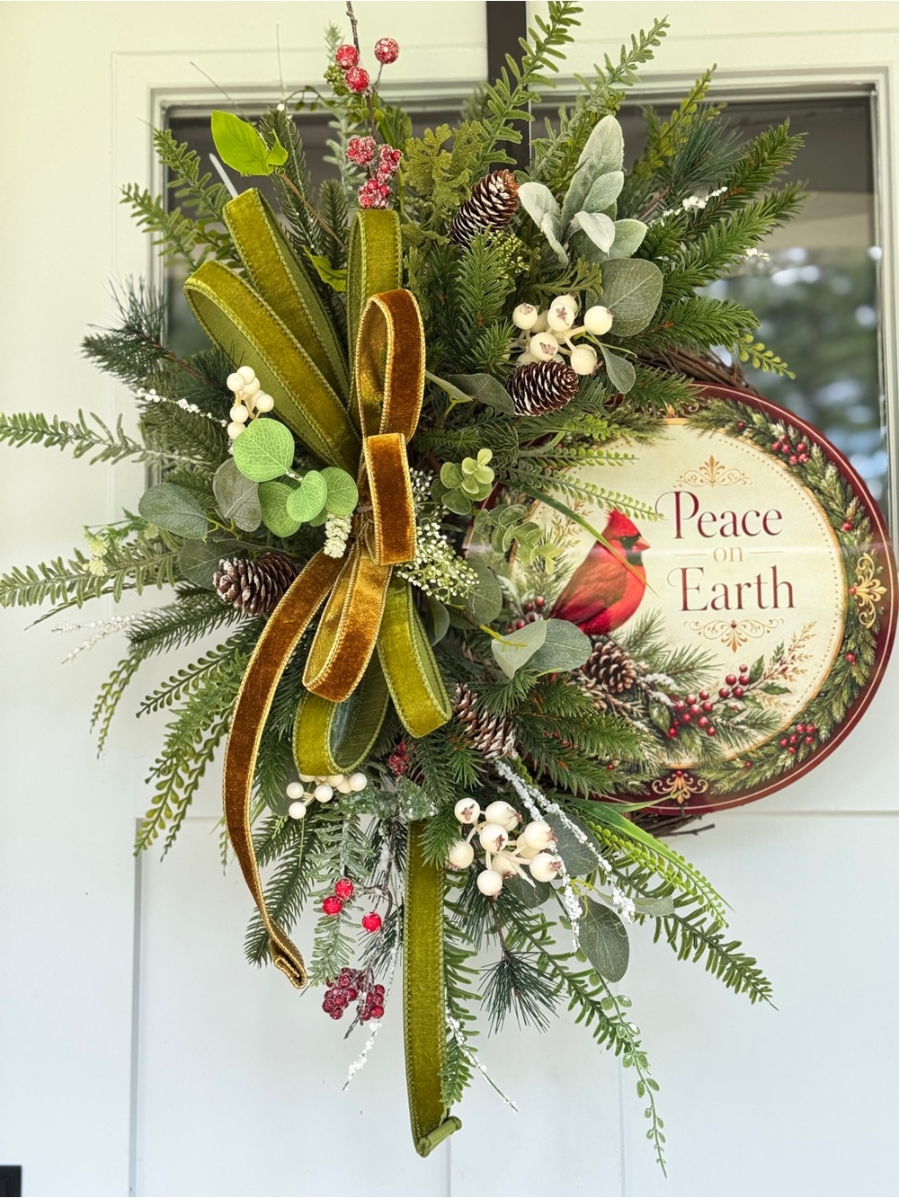 Rustic Peace on Earth Cardinal Wreath